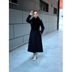 ÇIKARILABİLİR KÜRKLÜ KAŞE KABAN SİYAH