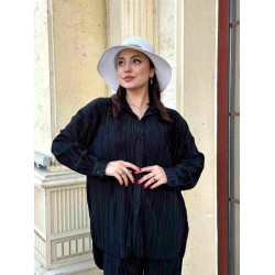 PLİSELİ OVERSIZE İKİLİ TAKIM SİYAH