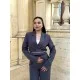 GRİ BEYAZ BİYELİ CEKETLİ TAKIM