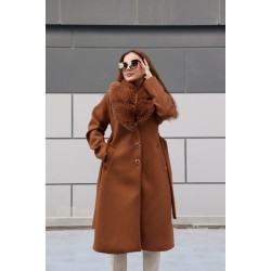 PARÇA KÜRK DETAY KAŞE KABAN KAHVE