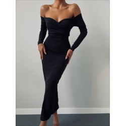 MADONNA YAKA MAXI BOY ELBİSE SİYAH