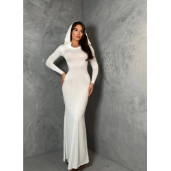 MAXI BOY ÇAN ELBİSE BEYAZ 