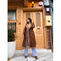 İÇİ KÜRKLÜ DERİ KABAN KAHVE