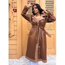 İÇİ KÜRKLÜ DERİ KABAN KAHVE