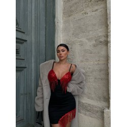 Payet detay scuba kumaş elbise