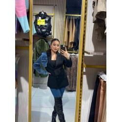 KOT DETAY SİYAH BLAZER CEKET