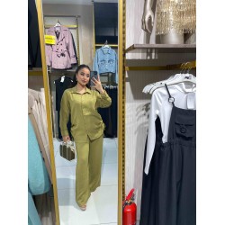 KETEN TUNİK TAKIM YAĞ YEŞİLİ